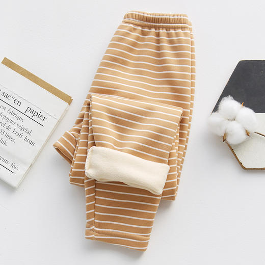 秋冬新款男女童裤子加绒裤保暖中大童加厚秋冬裤子条纹保暖裤 商品图3