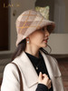 JYFS日系光身水桶帽子女秋冬羊毛渔夫帽提花纹针织盆帽英伦格子批发 商品缩略图2