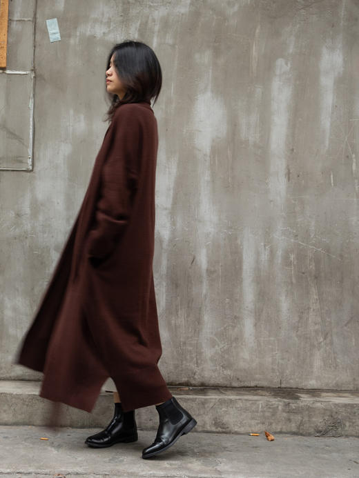 Puree｜#1983 Longline cardigan 羊绒睡袍式系带长开衫 [ 白 / 绿 / 深灰 / 棕 ] 商品图9