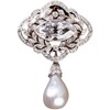 独角鹿西洋古董欧洲黄金底铂金镶嵌钻石天然珍珠吊坠花环造型胸针 商品缩略图4