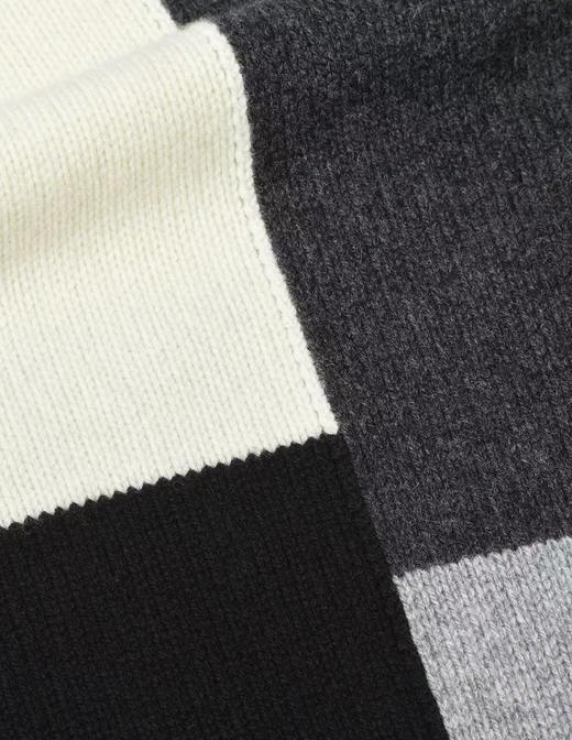 Margaret Howell 黑白灰几何拼色圆领羊绒衫 商品图10