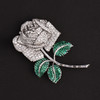 独角鹿西洋古董首饰珠宝法国铂金镶嵌钻石祖母绿玫瑰花枝造型胸针 商品缩略图1