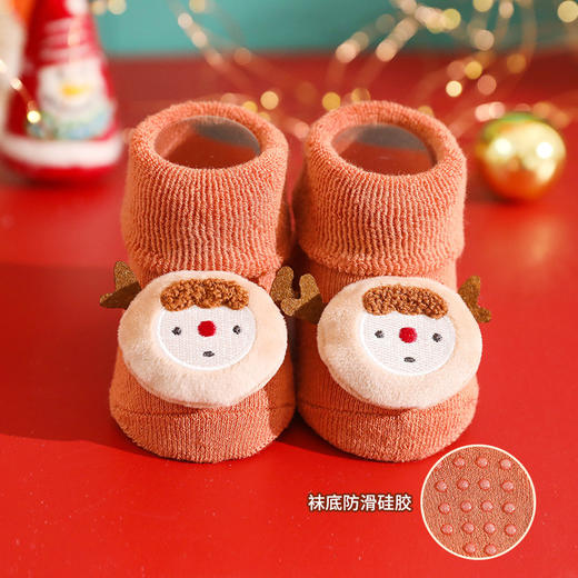 【2双装】秋冬毛圈加厚婴儿袜子防滑宝宝地板袜儿童圣诞袜新生儿卡通公仔 商品图7