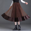 秋冬新款高腰网纱拼接丝绒半身裙百褶裙MYX-9800 商品缩略图6