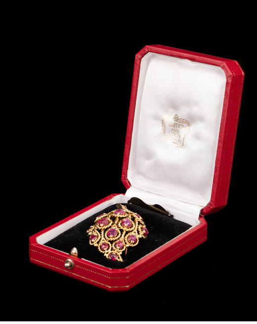 独角鹿西洋古董法国珠宝品牌18k金镶嵌钻石红宝石草莓造型胸针 商品图4