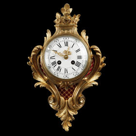 独角鹿西洋古董1880年代法国出品路易十五风格铜鎏金挂钟