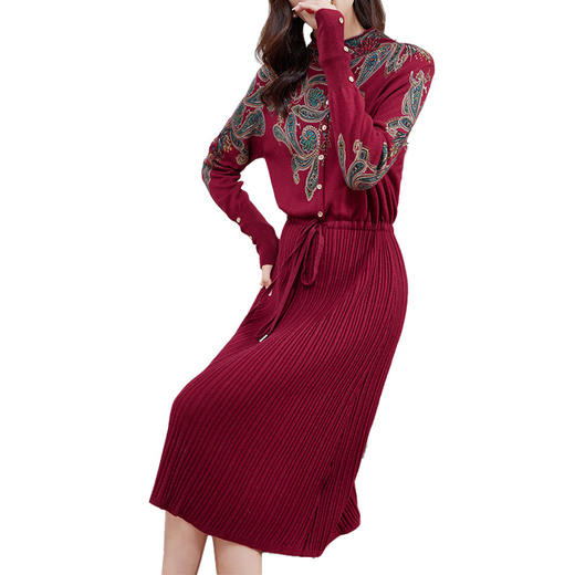 羊毛连衣裙显瘦气质名媛内搭打底圆领裙HR-WAA17-801329 商品图4