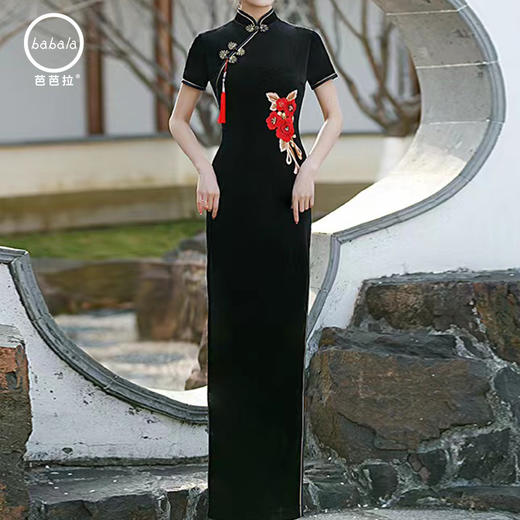 芭芭拉加长款走秀旗袍 商品图0