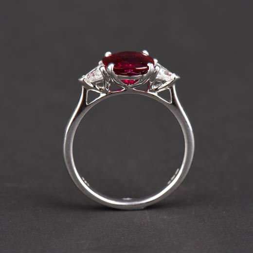 独角鹿西洋古董首饰珠宝欧洲18K白金镶嵌无烧红宝石钻石戒指 商品图2