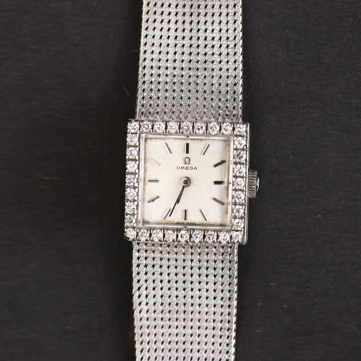 独角鹿西洋古董瑞士钟表世家品牌18K白金镶嵌钻石古董女士腕表 商品图0