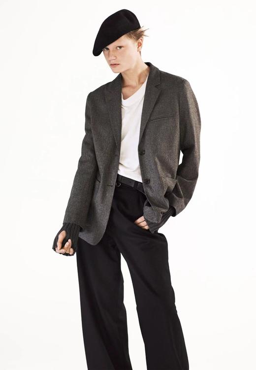 Margaret Howell  炭灰色细格纹fox brothers/黑色法兰绒西装外套 商品图11