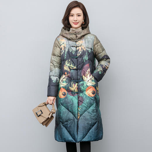 复古民族风，百搭大花时尚长款厚羽绒服HR-YIZX8321 商品图5
