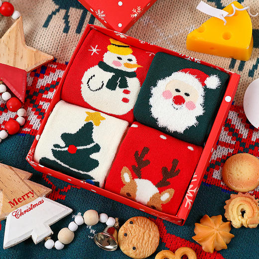 【圣诞礼盒毛圈袜】新品秋冬圣诞中筒袜 男女童棉袜卡通加厚保暖儿童袜 商品图1