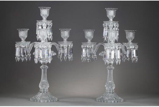 独角鹿西洋古董法国巴卡拉水晶Zenith天顶系列四枝头水晶烛台一对 商品图2