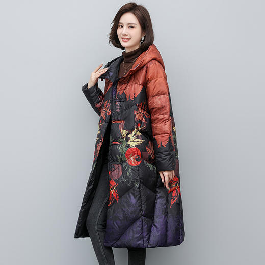 复古民族风，百搭大花时尚长款厚羽绒服HR-YIZX8321 商品图2