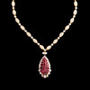 独角鹿西洋古董首饰珠宝法国18K金镶嵌钻石红宝石吊坠项链 商品缩略图0