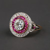 独角鹿西洋古董首饰珠宝欧洲黄金铂金镶嵌钻石红宝石戒指 商品缩略图1