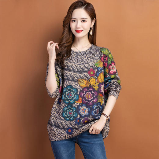 圆领小印花粗线毛衣加厚针织打底衫CC-22129 商品图5