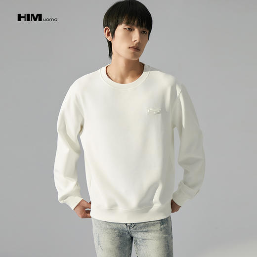 HIM漢崇 立体胶章LOGO长袖卫衣男舒适珠地棉休闲套头上衣2025秋季 商品图0