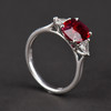 独角鹿西洋古董首饰珠宝欧洲18K白金镶嵌无烧红宝石钻石戒指 商品缩略图3