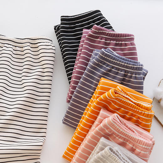 秋冬新款男女童裤子加绒裤保暖中大童加厚秋冬裤子条纹保暖裤 商品图8