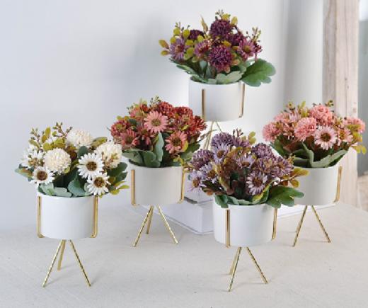 咋咔仿真花TMZ966668.5CM竖脚三脚架水培小瓶 欧色蒲公英 白 商品图0