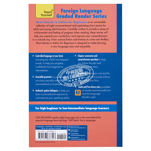 【中商原版】适合初学者的意大利语短篇小说 Short Stories in Italian for Beginners 英文原版 Olly Richards 小语种学习 商品图1