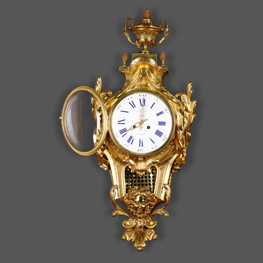 独角鹿西洋古董19世纪法国Raingo Frères铜鎏金挂钟气压计一对 商品图2