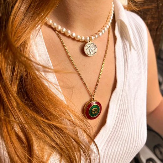 订购6周到｜Gigi Paris-Chanel-灰色 中古纽扣 珍珠 项链［法国设计师］ 商品图4