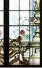 独角鹿西洋古董法国新艺术时期廊柱拱门花卉彩绘玻璃花窗一对 商品缩略图1