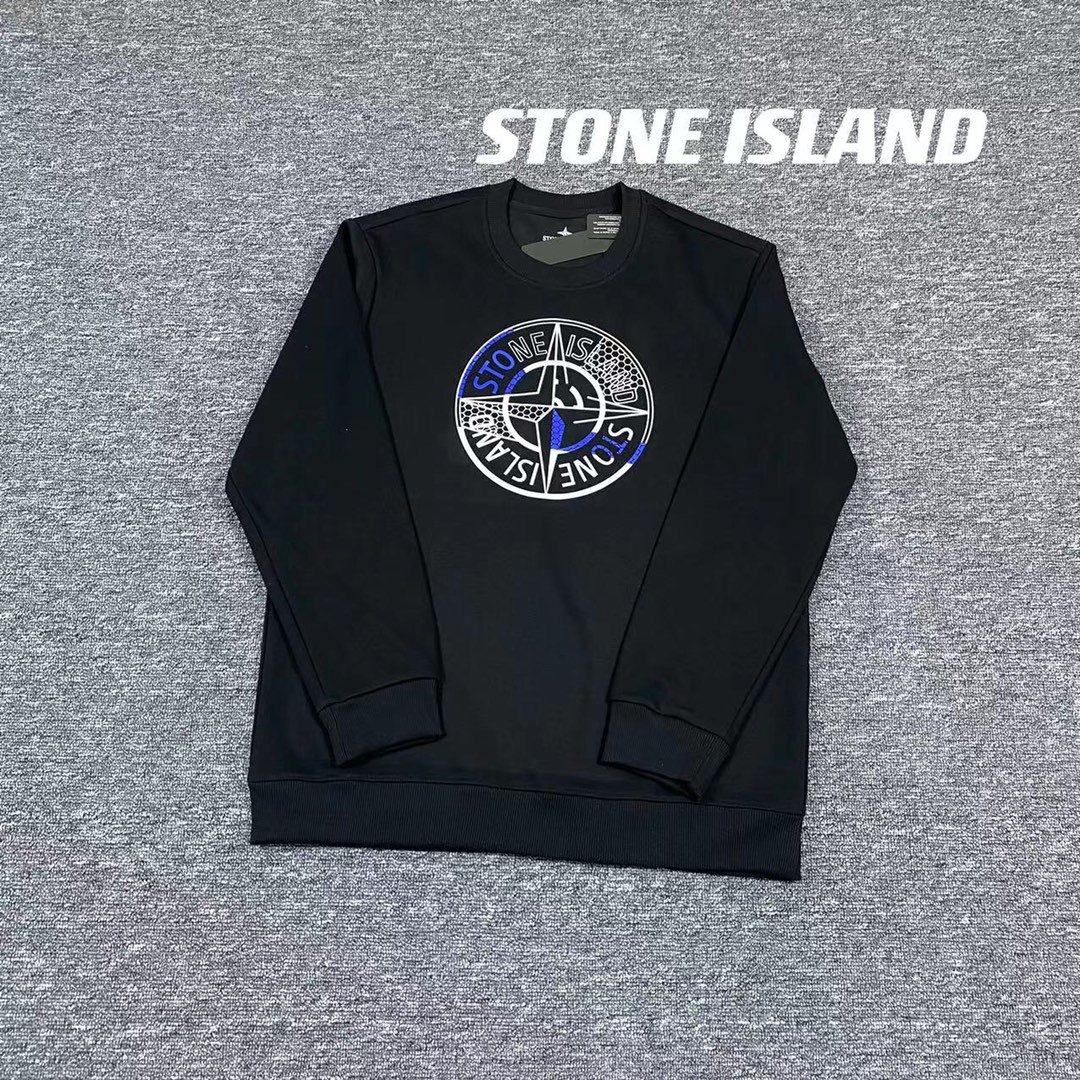 石头岛 Stone Island 撞色拼接罗盘情侣运动套头卫衣