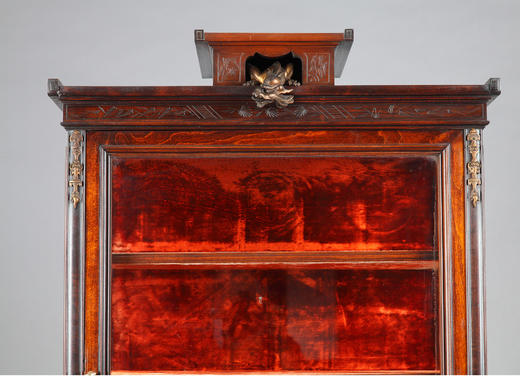 独角鹿西洋古董家具法国VIARDOT东方风蟠龙兽铜鎏金漆木玻璃展柜 商品图3