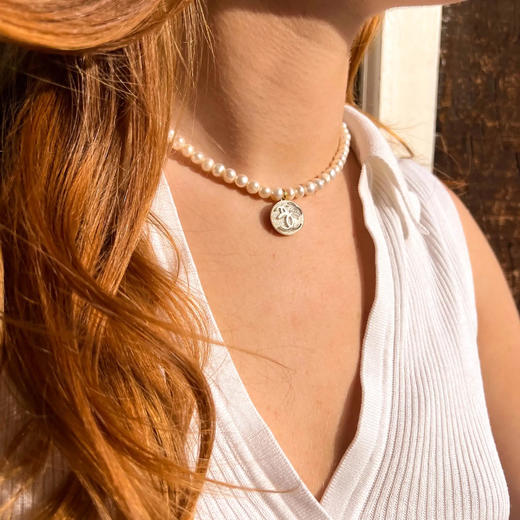 订购6周到｜Gigi Paris-Chanel-灰色 中古纽扣 珍珠 项链［法国设计师］ 商品图3