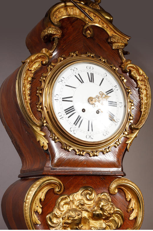 独角鹿西洋古董路易十五风时间之神柯罗诺斯铜鎏金细木镶嵌落地钟 商品图3