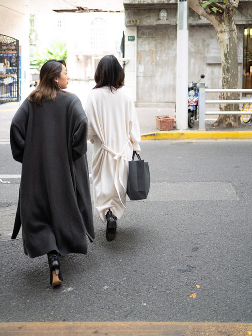 Puree｜#1983 Longline cardigan 羊绒睡袍式系带长开衫 [ 白 / 绿 / 深灰 / 棕 ] 商品图13
