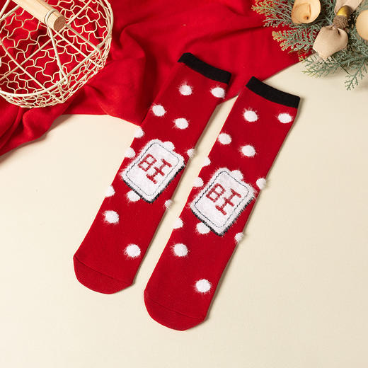 【3双装 新年大红袜】秋冬新款儿童袜子秋冬新年袜卡通中筒袜宝宝潮流保暖新年袜 商品图6