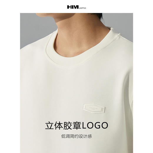 HIM漢崇 立体胶章LOGO长袖卫衣男舒适珠地棉休闲套头上衣2025秋季 商品图2
