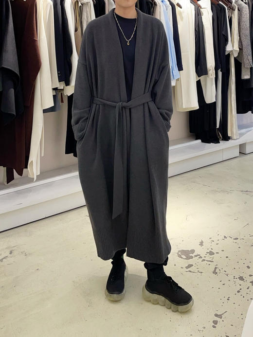 Puree｜#1983 Longline cardigan 羊绒睡袍式系带长开衫 [ 白 / 绿 / 深灰 / 棕 ] 商品图6