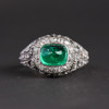 独角鹿西洋古董首饰珠宝欧洲铂金镶嵌钻石哥伦比亚祖母绿戒指 商品缩略图4