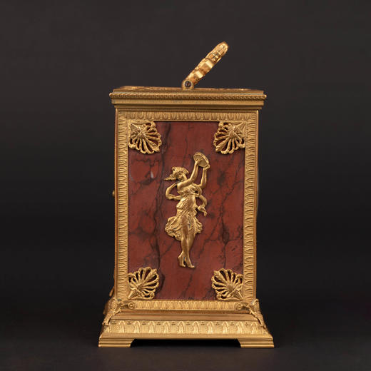 独角鹿西洋古董1880年代法国红色大理石面板鎏金青铜马车钟座钟 商品图3