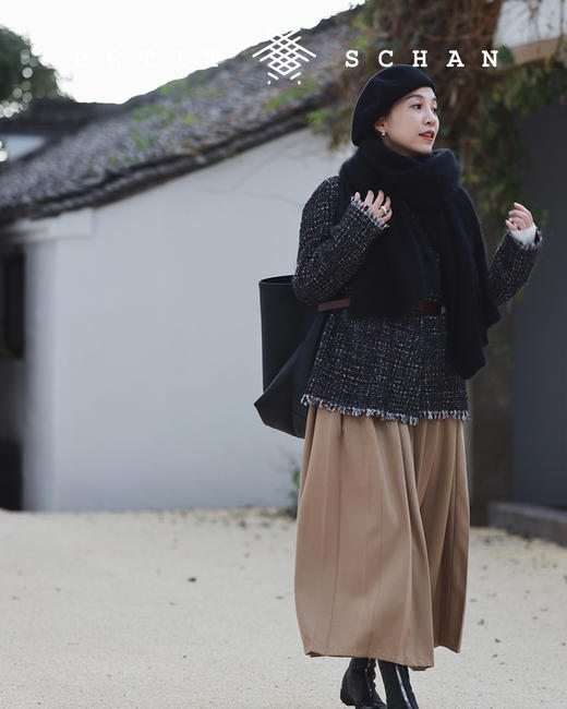 PETIT SCHAN小闪 CLO#122 Autumn dance秋舞 日本进口羊毛混纺面料法式经典压褶百褶裙 商品图1