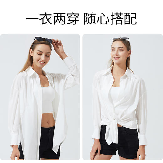 Supield素湃寒水石凉感衬衫女夏季薄宽松女士衬衣设计感小众上衣 商品图2