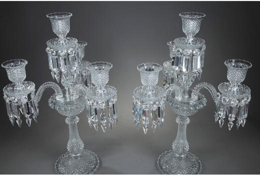 独角鹿西洋古董法国巴卡拉水晶Zenith天顶系列四枝头水晶烛台一对 商品图3
