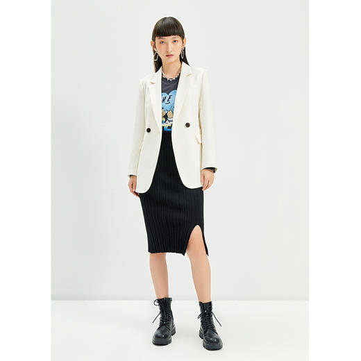 NEELLY纳俪2022年新款休闲白色西装外套女系带收腰气质外套职业装N22104W04561 商品图2