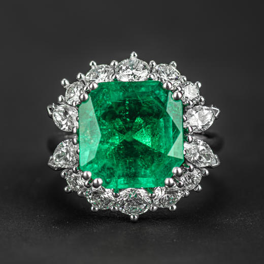 独角鹿西洋古董首饰珠宝欧洲5.7克拉哥伦比亚钻石祖母绿戒指 商品图4