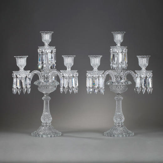 独角鹿西洋古董法国巴卡拉水晶Zenith天顶系列四枝头水晶烛台一对 商品图0