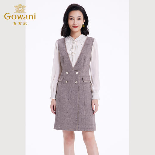 乔万尼连衣裙女新款秋冬小香风修身设计中长羊毛裙EF4E235 商品图3