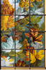 独角鹿西洋古董法国新艺术时期出品葡萄藤蔓主题彩绘玻璃花窗一对 商品缩略图3