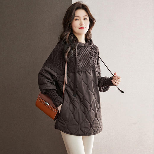 今年流行的毛衣拼接套头，宽松外穿厚款连帽针织衫上衣新款CC-22-3670 商品图1