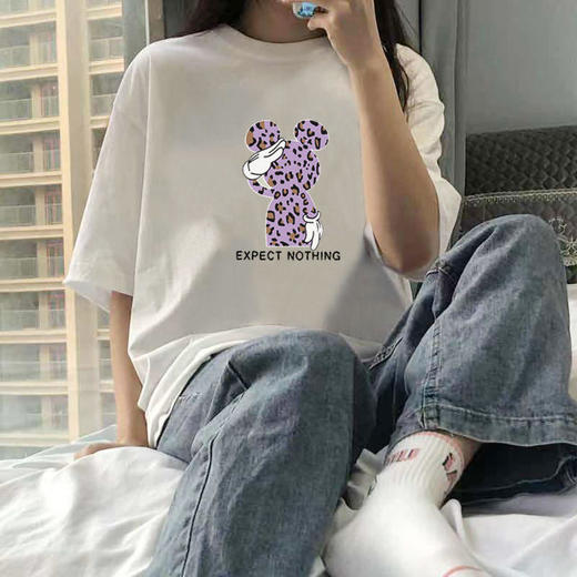 白色纯棉大码短袖T恤学生女装胖mm夏装韩版新款宽松超显瘦上衣服 商品图0